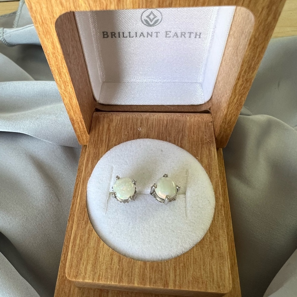 Brilliant Earth brand Opal Sterling Stud Earrings